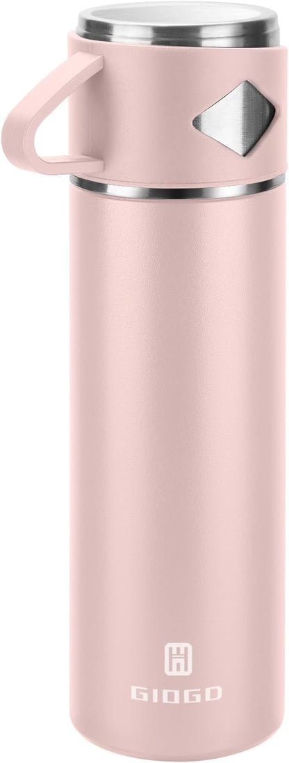 Stainless Steel Thermo 700ml/23.7oz Vacuum Insulated Bottle with Cup for Coffee Hot drink and Cold drink water flask.(Pink,Single)