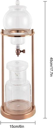 LOYALHEARTDY Ice Cold Brew Dipper Coffee Maker, 600 ml Luxury Iced Coffee Maker Smooth Drip Coffee Maker with Adjustable Rate Dipper Cold Brew Coffee Machine Ice Drip Coffee Maker for Coffee&Tea,Gold