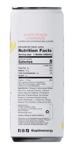 Load image into Gallery viewer, UPTIME Energy Drink, White Peach Lemonade Sparkling, 12 Pack, Vitamin C, L Theanine, Calcium, Sugar Free Energy Drinks for Focus Support, 142mg of Natural Caffeine, 5 Calories, Clean, 12 fl oz Cans