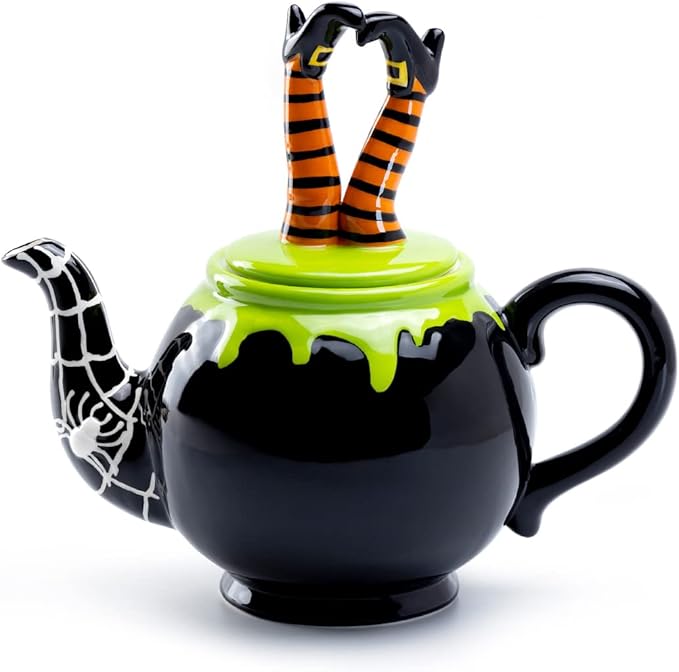 Halloween Witch's Cauldron Teapot, Multicolor, 36oz