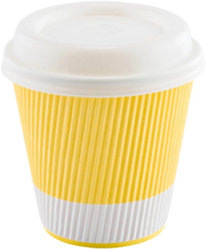 Restaurantware 8 Ounce Double Wall Disposable Coffee Cups, 500 Insulated Light Yellow Paper Tumblers with Ripple Wall Design, Lids Sold Separately for Hot Drinks like Tea, Coffee and More