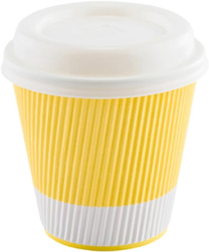Restaurantware 8 Ounce Double Wall Disposable Coffee Cups, 500 Insulated Light Yellow Paper Tumblers with Ripple Wall Design, Lids Sold Separately for Hot Drinks like Tea, Coffee and More