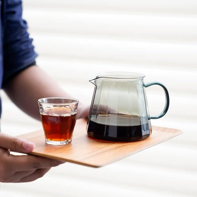 watchget Glass Coffee Carafe 500ml/17oz - Heat Resistant Borosilicate Coffee Server, Transparent Green Pour Over Coffee Pot Maker, Ideal for Home, Office, and Café