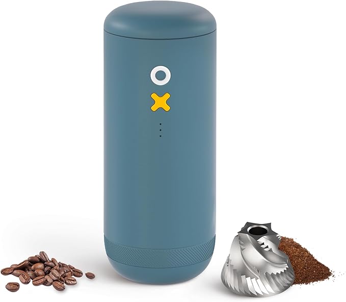 Nuttii Burr Coffee Grinder – Electric, Portable, Small, Quiet Adjustable Mini Conical Burr Coffee Bean Mill, 20 Grind Settings for Espresso, Pour-Over, French Press Moka,for Home Use (Navy Blue)