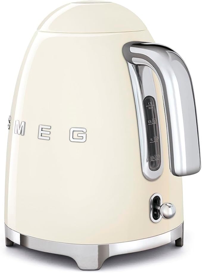 SMEG 50's Retro Style 7 Cup Electric Water Kettle with Automatic Shutoff, Removable Base, and Water Indicator, KLF03CRUS, Cream