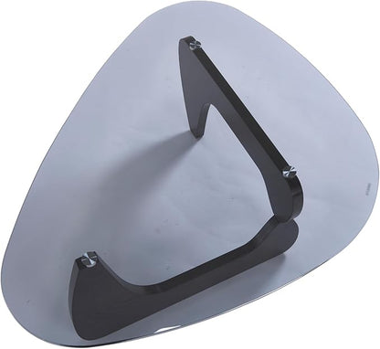 Modern Noguchi Coffee Table, Triangle Coffee Table with Tempered Glass Modern Vintage Glass Tea Table Wood Glass Accent Center Table for Living Room, 44.5”x32”x16.5”, Black Grey