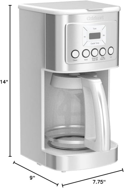 Cuisinart 14-Cup Coffee Maker, Programmable PerfecTemp Glass Carafe Coffee Machine with 1-4 Cup Setting, Brew Strength Control and Brew Pause, Stainless Steel, DCC-3200WNAS, White