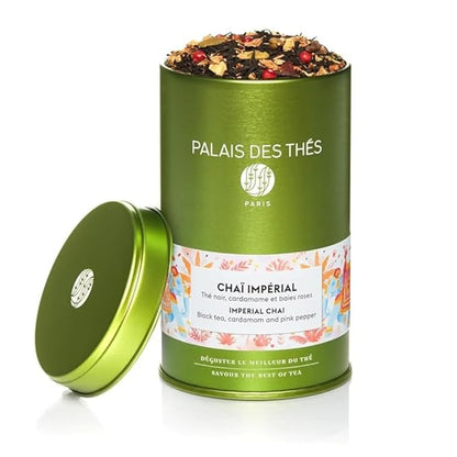 Palais des Thés - Organic Imperial Chai - Premium Black Tea, Cardamon & Pink Pepper - 3.5oz Loose Leaf Metal Gift Tin - Serves 17 cups