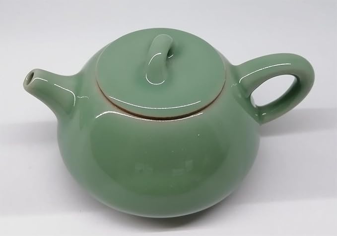 Handmade Celadon Teapot 120ml, Traditional Gongfu Tea Pot with Gift Box, Ceramic Stovetop Safe Teapot for Oolong & Pu-erh Tea