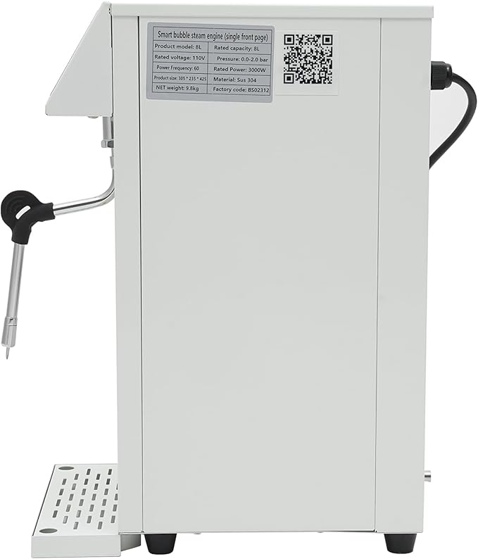 8L Commercial Milk Frother, 110V 1300W Electric Milk Steamer, Full-Automatic Steam Boiling Water Frothing Machine with 5 Adjustable Temperature, Milk Foam Maker for Coffee Tea Shop Hotel(White)