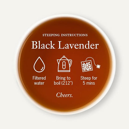 Steven Smith Teamaker Black Lavender No. 14, Lady Grey, Caffeinated, Sugar-Free, Sustainably Grown Full Leaf, Plant Based Black Tea Bags, 36 Sachets, 1.32oz each