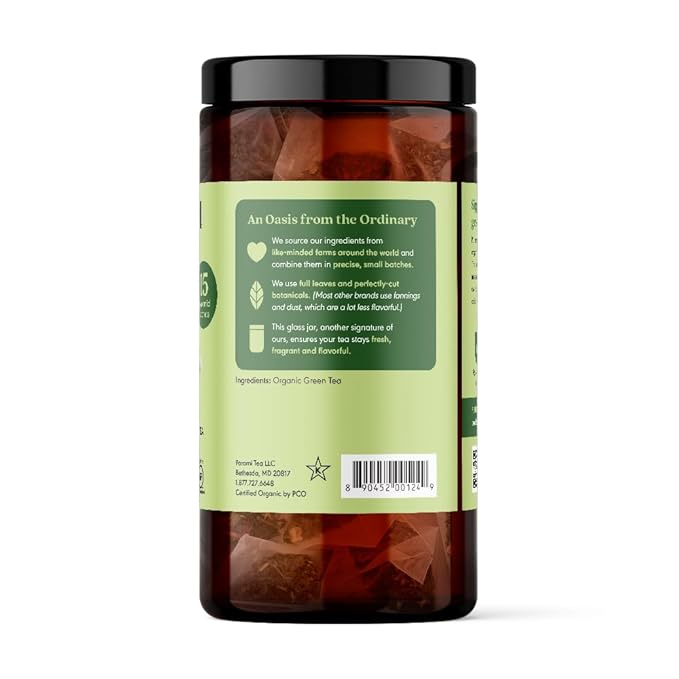Paromi Palace Organic Green Tea, Signature Jar, 15 Count