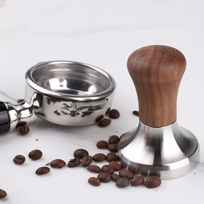 Coffee Tamper Flat Espresso Tamper for 51mm Portafilter Wooden Handle. Barista Espresso Tamper