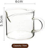 Load image into Gallery viewer, 2 Pack Double Spouts Measuring Triple Pitcher Milk Cup 75ML Espresso Shot Glasses Parts Clear Glass
