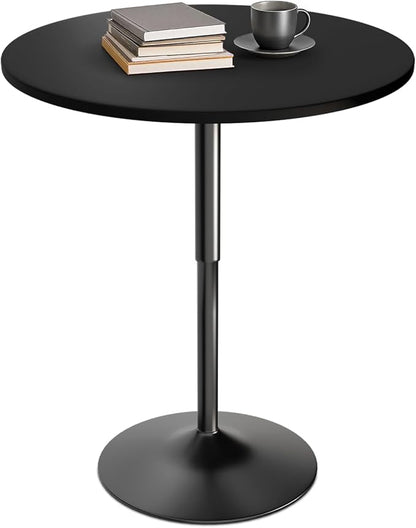 Athena Collection Bar Table Modern Round Cocktail Table Height Adjustable, Tall Bistro Pub Table with Sturdy Base, Suitable for Home, Kitchen, Pub, Restaurant, Black