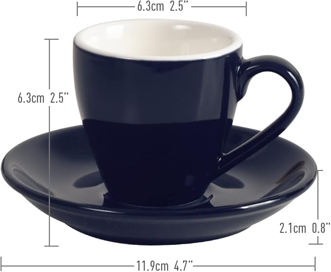 Porcelain Espresso Cup with Saucer, Espresso shot Cup, 80ml/2.7Oz, Deep Blue