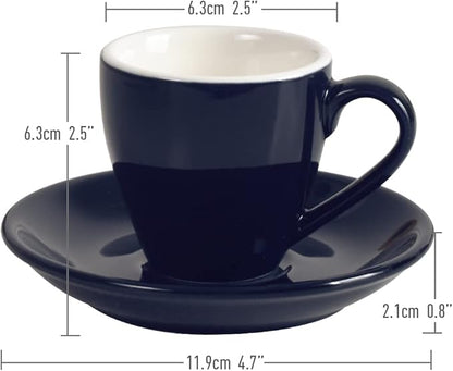 Porcelain Espresso Cup with Saucer, Espresso shot Cup, 80ml/2.7Oz, Deep Blue