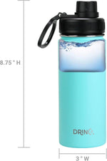 Load image into Gallery viewer, DRINCO Stainless Steel Water Bottle Spout Lid Vacuum Insulated Double Wall Water Bottle Wide Mouth (40oz 32oz 22oz 18oz 14oz) Leak Proof Keeps Cold or Hot (18 oz, 18oz Teal)