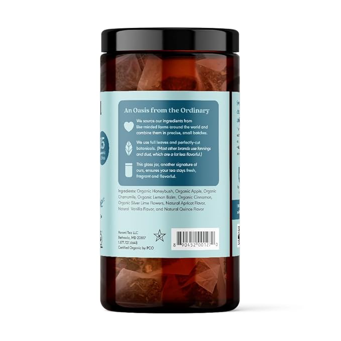 Paromi Sleep with Me Organic Herbal Tea, Signature Jar, 15 Count