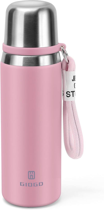 Stainless Steel thermo Bottles with cup 700ml/23.7oz Vacuum Insulated Bottle for hot and cold coffee drink water thermo flask with cup.(Pink,700ml)