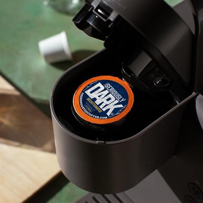 Fresh Roasted Coffee, Seriously Dark Decaf Artisan Blend, Kosher | 24 Pods for K Cup Brewers