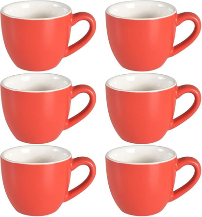 homEdge Mini Procelain Espresso Cup, 3 Ounces / 90 ml Tiny Coffee Mugs Demitasse for Espresso, Tea- Red