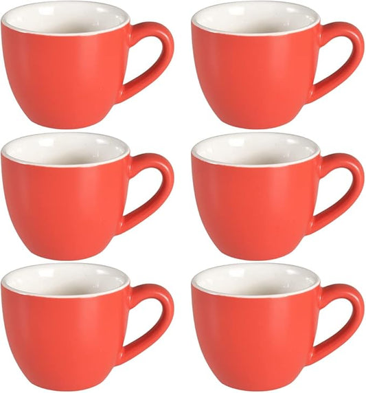 homEdge Mini Procelain Espresso Cup, 3 Ounces / 90 ml Tiny Coffee Mugs Demitasse for Espresso, Tea- Red