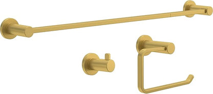 Franklin Brass Kildare 3-Piece Bathroom Set Satin Gold 18" + 6" Towel Rack, Toilet Paper Holder/Hand Towel Holder, Hook | 3-Piece Bath Hardware Accessories Set KLD63-SG