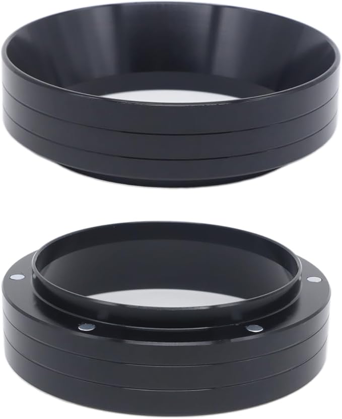 58mm Magnetic Espresso Dosing Funnel Lightweight Aluminum Coffee Dosing Ring Compatible 58mm Portafilter (Black, 58mm)
