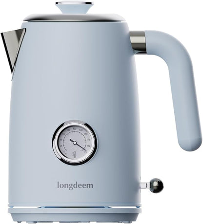 1L Small Electric Kettles Stainless Steel, Portable Travel Mini Hot Water Boiler Heater, Cool Touch Teapot, Auto Shut-Off & Boil-Dry Protection for Cooking, Business Trip and More, Blue