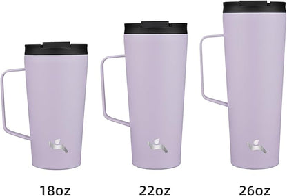 Insulated Tumbler with Handle and Straw, 26 OZ Travel Coffee Mug Stainless Steel Cup Metal Water Bottle,Taro