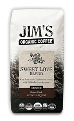 Load image into Gallery viewer, Jim’s Organic Coffee – Sweet Love Blend – Ground - Dark Roast, Bold 11 oz Bag - Certified Organic, Regeneratively Grown, Ethically Traded, Shade Grown Coffee