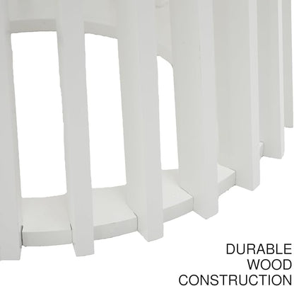 DUOMAY White Round Bar Table, 43.5" High Wood Bar Table with Stylish Geometric Base, Modern Style Cocktail Tables for Parties, Kitchen, Dining Room, Coffee Shop