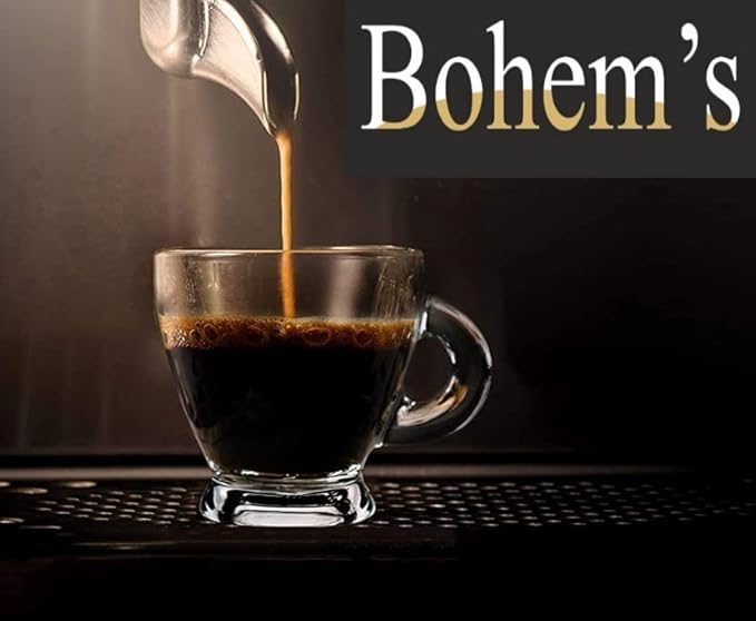 BOHEM'S Espresso Cups, 3.2 oz Small Demitasse Clear Glass Espresso Drinkware, Set of 4, Espresso Shot Glasses, Clear Expresso Coffee Cups, Tazas de Cafe Expreso