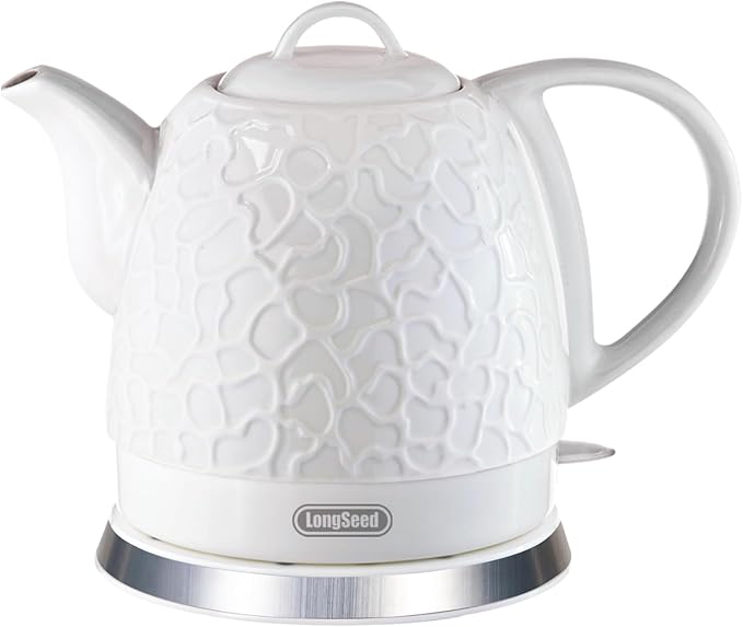 Ceramic Electric Kettle 1.0L(34oz), 1000W Fast Boiling, Automatic Shut-Off &, BPA-Free, Cordless Water Boiler, Boil Dry Protection, Pot with LED Indicator for Home Office Kitchen