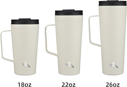 Insulated Tumbler with Handle and Straw, 26 OZ Travel Coffee Mug Stainless Steel Cup Metal Water Bottle,Angel White