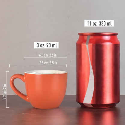 homEdge Mini Procelain Espresso Cup, 3 Ounces / 90 ml Tiny Coffee Mugs Demitasse for Espresso, Tea- Orange