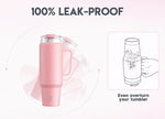 Load image into Gallery viewer, Meoky 40oz Tumbler with Handle, Stainless Steel Travel Mug with 2-in-1 Straw and Sip Lid, Vacuum Insulated Coffee Mug, 100% Leak Proof, Keeps Cold for 34 Hours or Hot for 10 Hours (Blush)