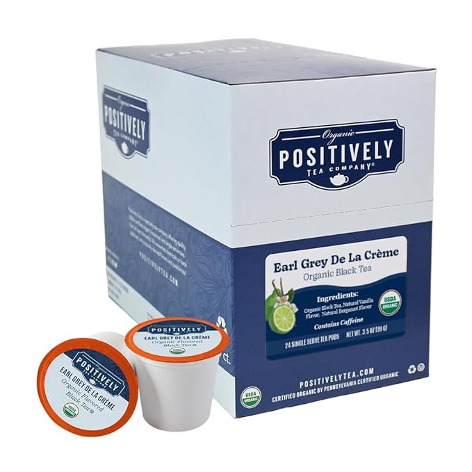 Organic Positively Tea Company, Earl Grey De La Crème Black Tea, K-Cup Compatible, 24 Pods