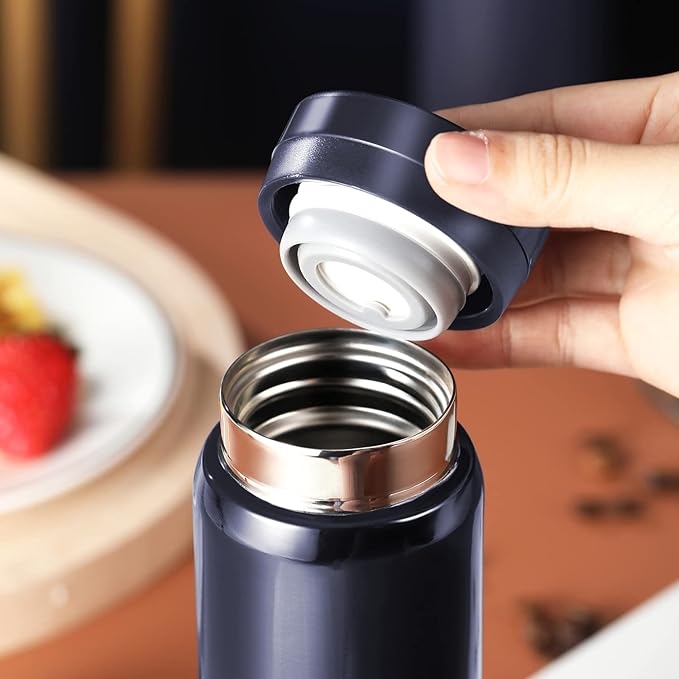 Mini Thermos Cute Water Bottle - 7 oz Tiny Insulated Vacuum 18/10 Stainless Steel Small Flask - Leak Proof & Spill Proof & Keeps Cold and Hot for Drink, Coffee, Tea - Blue