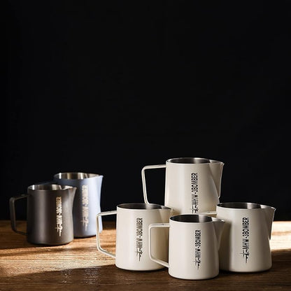 MHW-3BOMBER Latte Art Pitcher Stainless Steel Milk Frothing Pitcher Steamed Espresso Cup Barista Pitcher (Cream White, 16.9oz/500ml) P5020W-OS