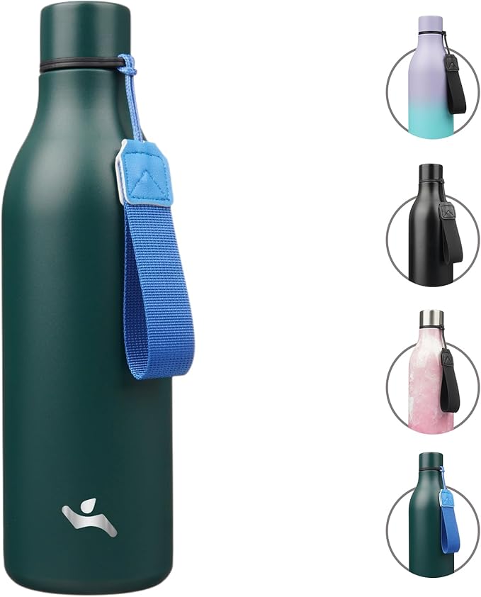 Insulated Water Bottle with Strap,25 oz Double Wall Stainless Steel Vacuum Bottles Metal Water Flask,Army green