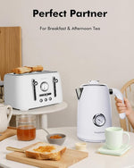 Load image into Gallery viewer, 1L Small Electric Kettles Stainless Steel, Portable Travel Mini Hot Water Boiler Heater, Cool Touch Teapot, Auto Shut-Off &amp; Boil-Dry Protection for Cooking, Business Trip and More, White