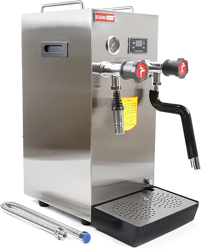 Commercial 2500W Electric 8L Water Boiling Steam Machine, Professional Coffee Milk Foam Steam Milk Bubble Water Boiling Machine LCD Display For Coffee Dessert Shop