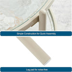 Load image into Gallery viewer, VINGLI 25.6" Small Cream White Round Coffee Table Water-Wave Glass Circle Clear Coffee Table, Center Table with 2-Tier Modern Storage Design for Living Room, Bedroom, Meeting Room, Balcony, Beige