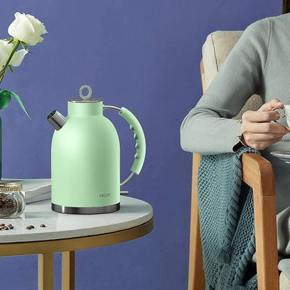 Electric Kettle ASCOT, Tea Kettle Hot Water Kettle Stainless Steel Kettle 1.5L 1500W Retro Tea Heater & Boiling Water, Auto Shut-Off and Boil-Dry Protection (Matte Green)