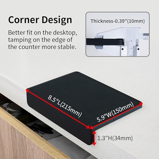 watchget Espresso Tamping Mat, Coffee Tamper Mat, Black Food Grade Silicone Pad, 8Inch X 6Inch Coffee Tamping Mat, Portafilter Mat For Barista, Upgrade Dustproof Waterproof and Heat Resistant