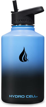 Load image into Gallery viewer, HYDRO CELL Stainless Steel Insulated Water Bottle with Straw - For Cold &amp; Hot Drinks - Metal Vacuum Flask with Screw Cap and Modern Leakproof Sport Thermos for Adults (Blue/Black 64oz)