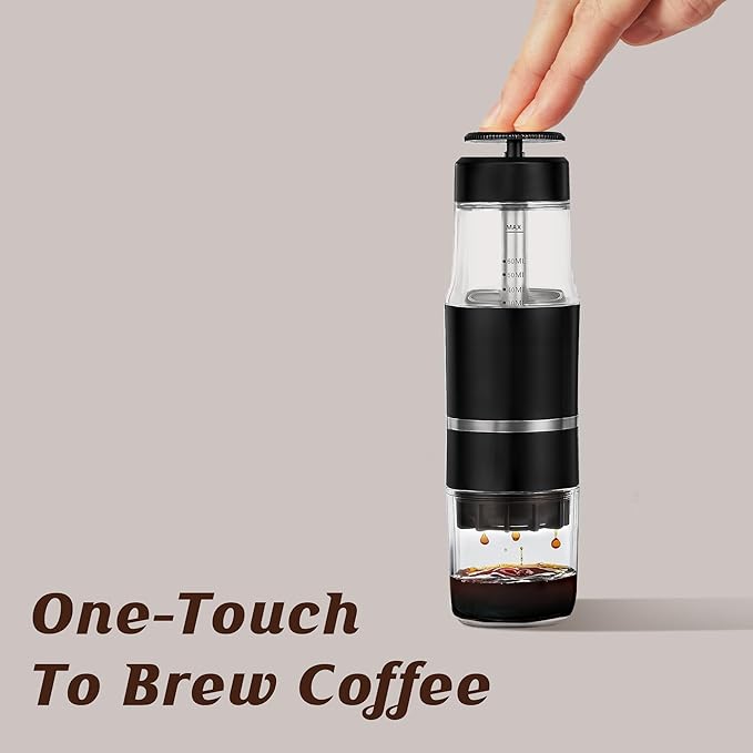 French Press Coffee Maker for Ground Coffee & Capsules Portable Cold Brew Coffee Espresso Machine, Small Hand Coffee Maker for Camping