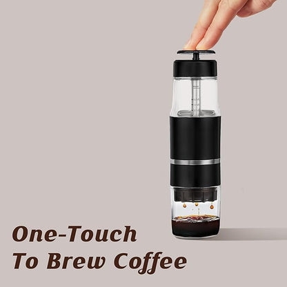 French Press Coffee Maker for Ground Coffee & Capsules Portable Cold Brew Coffee Espresso Machine, Small Hand Coffee Maker for Camping